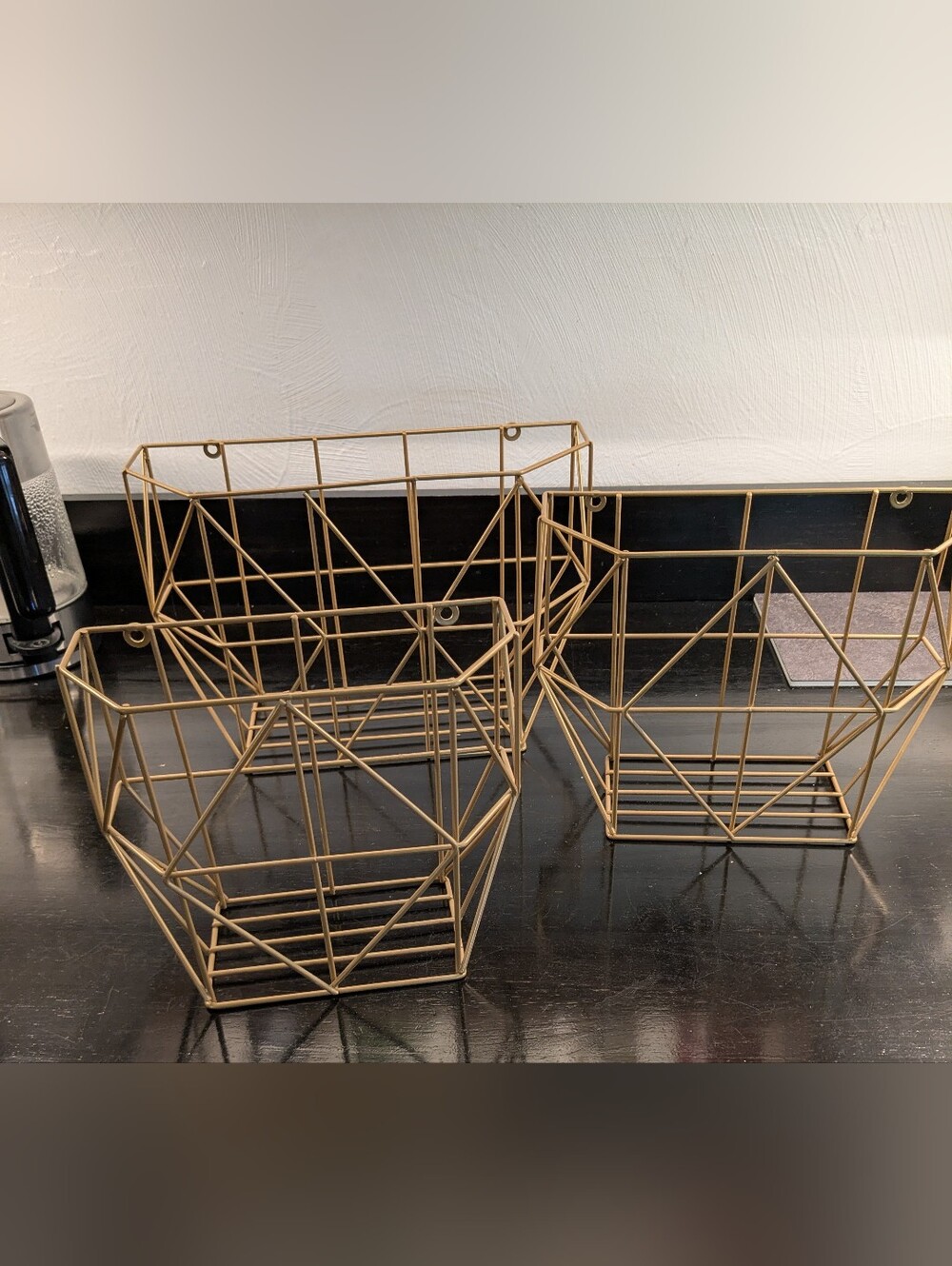 Geometric Baskets Gold Color - Set Of 3